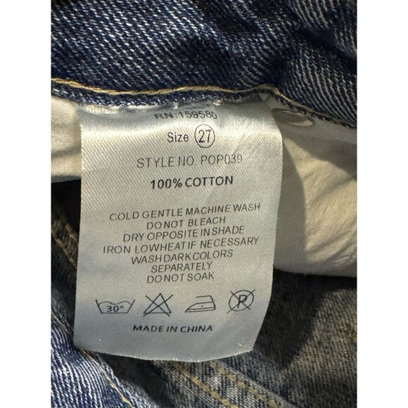 Pink Lily Distressed High Rise Straight Leg Light Wash Jeans Size 27 Bohemian - Picture 5 of 6